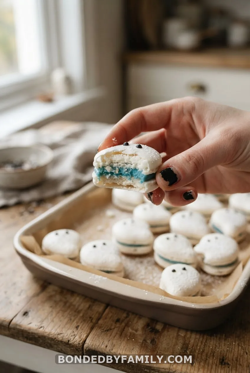Ghost Macarons With Colored Filling