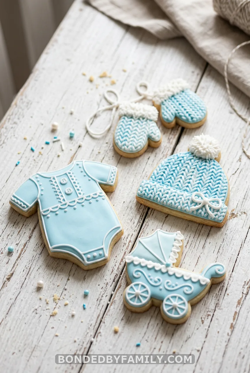 Baby Blue Knit Onesie, Mitten and Hat Sets