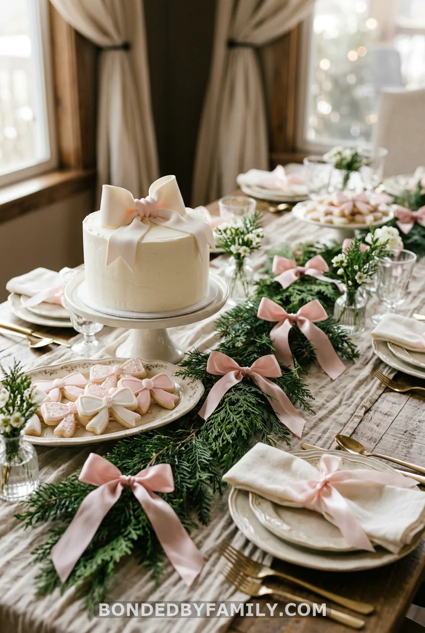 Coquette Pink Bow + Evergreen