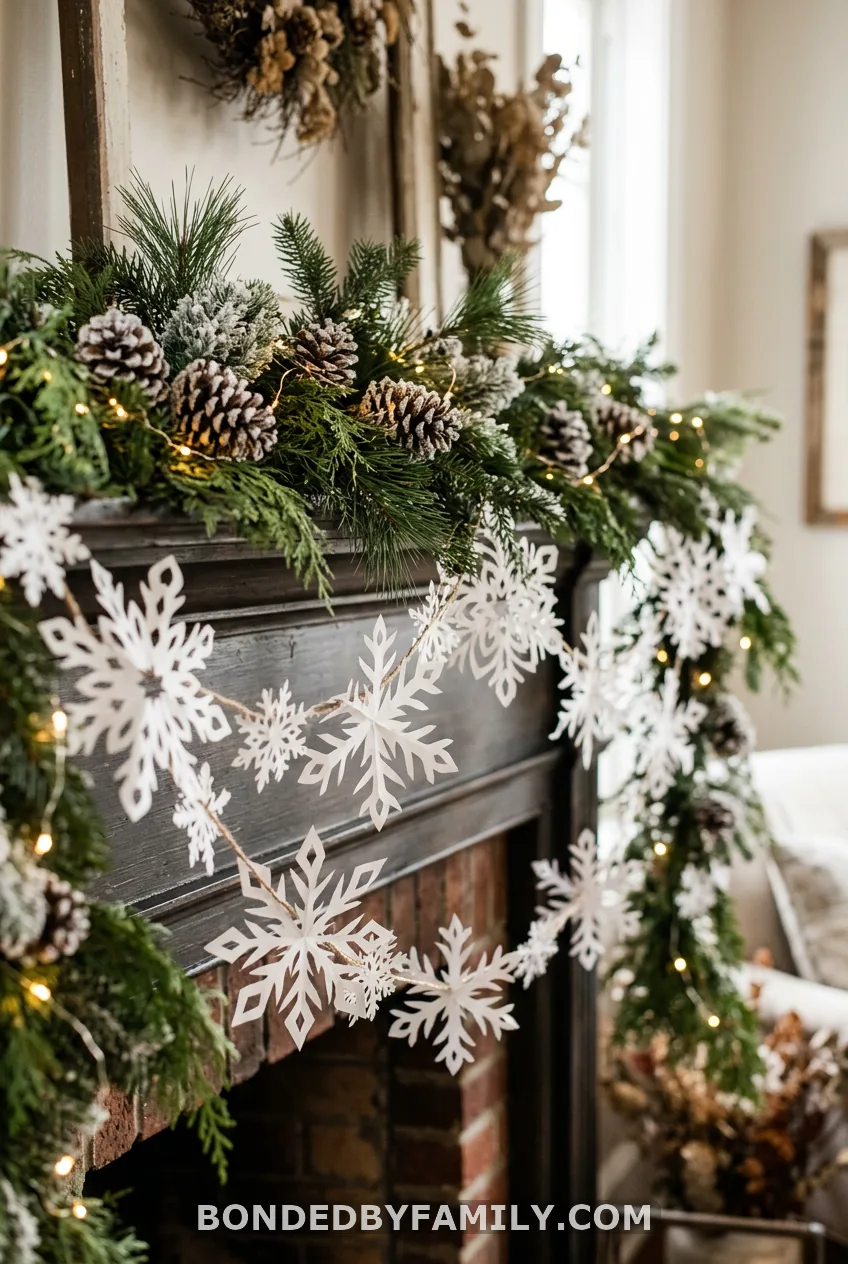 Frosted Pinecones, Snowflakes and Fairy Lights