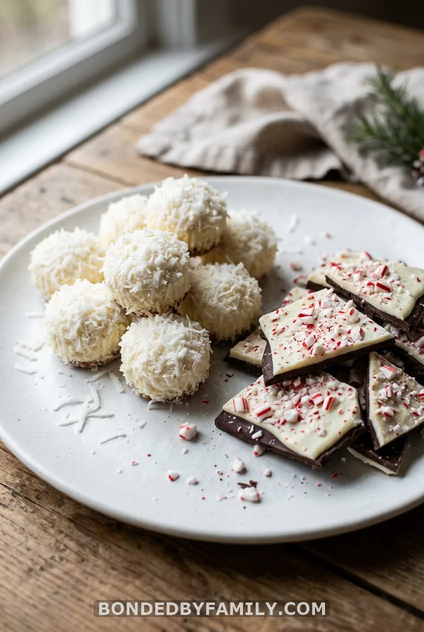 Snowball Cheesecakes and Peppermint Bark